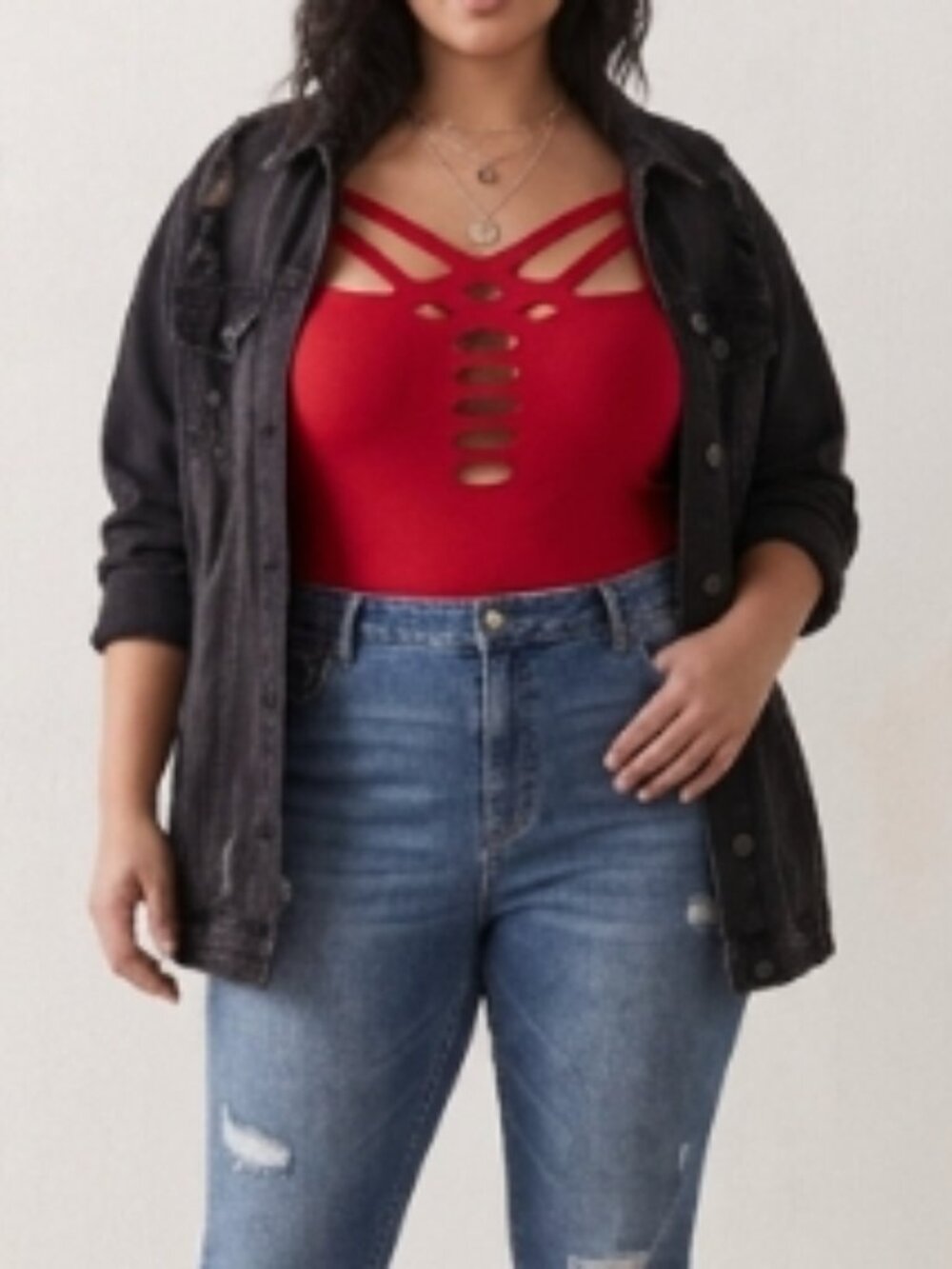 Shein Curve Red Cutout Stretch Cami Top Shirt Plus 4XL Y2K Festival Clubwear